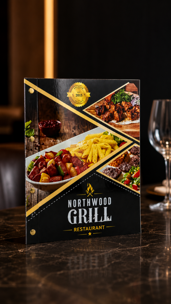 Booklet menu-S104 algo printing LAMINATED MENU COVER MODEL – S104